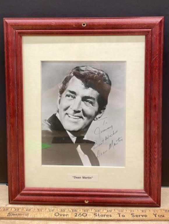 Framed, Autographed Photo of Dean Martin (13.5"