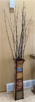 Decor : 32.5” metal vase with twigs : 75” total