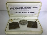 19th century qualification pin back ID tags