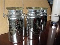 Faux silver mercury glass lanterns 6 1/2 "