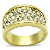 14k Gold Ip .32ct White Sapphire Inlay Ring