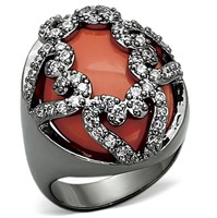 Stunning Orange Cat Eye Heart Ring