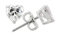 Heart .72ct Clear Sapphire Stud Earrings