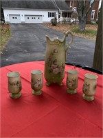 HAND PAINTED NIPPON PITCHER & 4 GLASSES