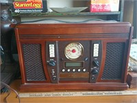 CD record at FM AM radio and record player