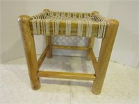 Wooden Stool w/Rope Seat-15"x15"x15"