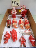 (11) Vintage Plastic Santa Figures