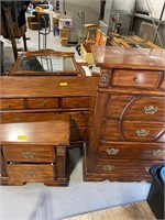 CARVED WOOD 4-PIECE BEDROOM SET - DRESSER, CHEST