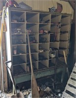 Metal Storage Cabinet w/ Tree Pruner, Tools,