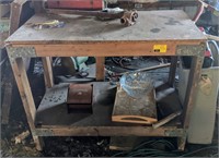 Wooden Work Bench w/ Contents, 48 x41"x24"