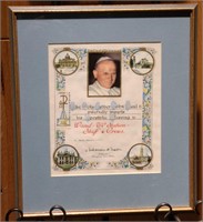 Signed & Dated Pope John Paul II WAND-TV Blessing