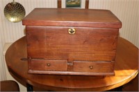 Antique Wooden Dovetail Document Box with Lift