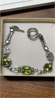 925 Sterling Silver Peridot Bracelet 8"