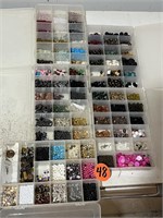 Plastic Caddies w/Beads & Craft