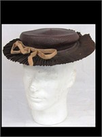 EARLY LADIES STRAW & CLOTH HAT MADE UNDER FAIR