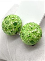 1950's Fine Green Floral Button Style Earrings