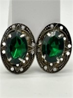 Vintage German Filigree Rhinestone Earrings