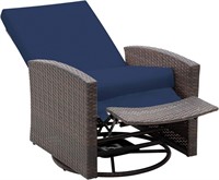 Outsunny Outdoor Wicker Swivel Recliner Chair  Rec