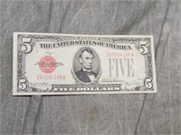 1928 Red Seal $5 US NOTE - VNICE