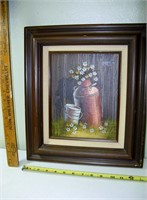 Oil Picture of Milk Can & Flowers