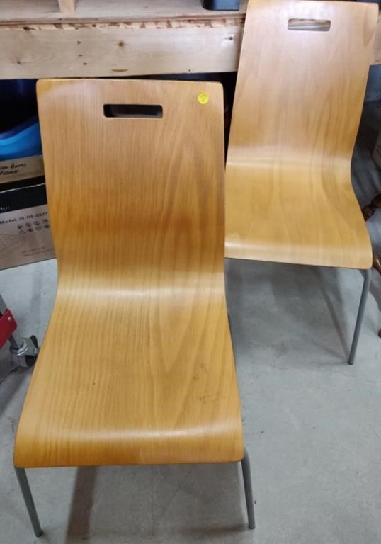 2 Wooden School Desk Chairs