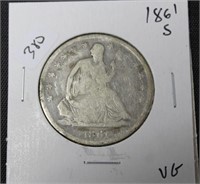 1861 S SEATED HALF DOLLAR  VG