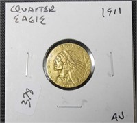 1911 GOLD QUARTER EAGLE AU