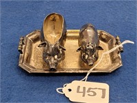 Set of Silver Plated Ornate Pigs on a Tray