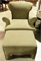 Lot #697 - Green upholstered open arm chair with