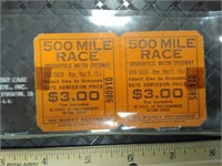Indy 500 Rain Check Tickets 1954 Two