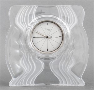 Daum Clear and Frosted Glass Clock