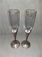 Glass and Silver Plate Flute Glasses