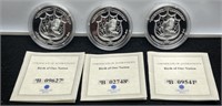 (3) 20 Gram .999 silver Comm. Proof Rounds by