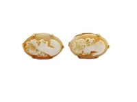Cameo & 9ct yellow gold stud earrings