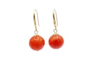 8mm Coral bead earrings