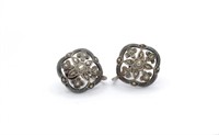 Antique silver & marcasite quatrefoil ear clips