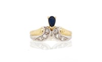Sapphire & diamond set 14ct gold coronet ring