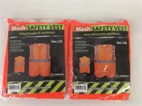 2 New Mesh Safety Vests Size L/XL