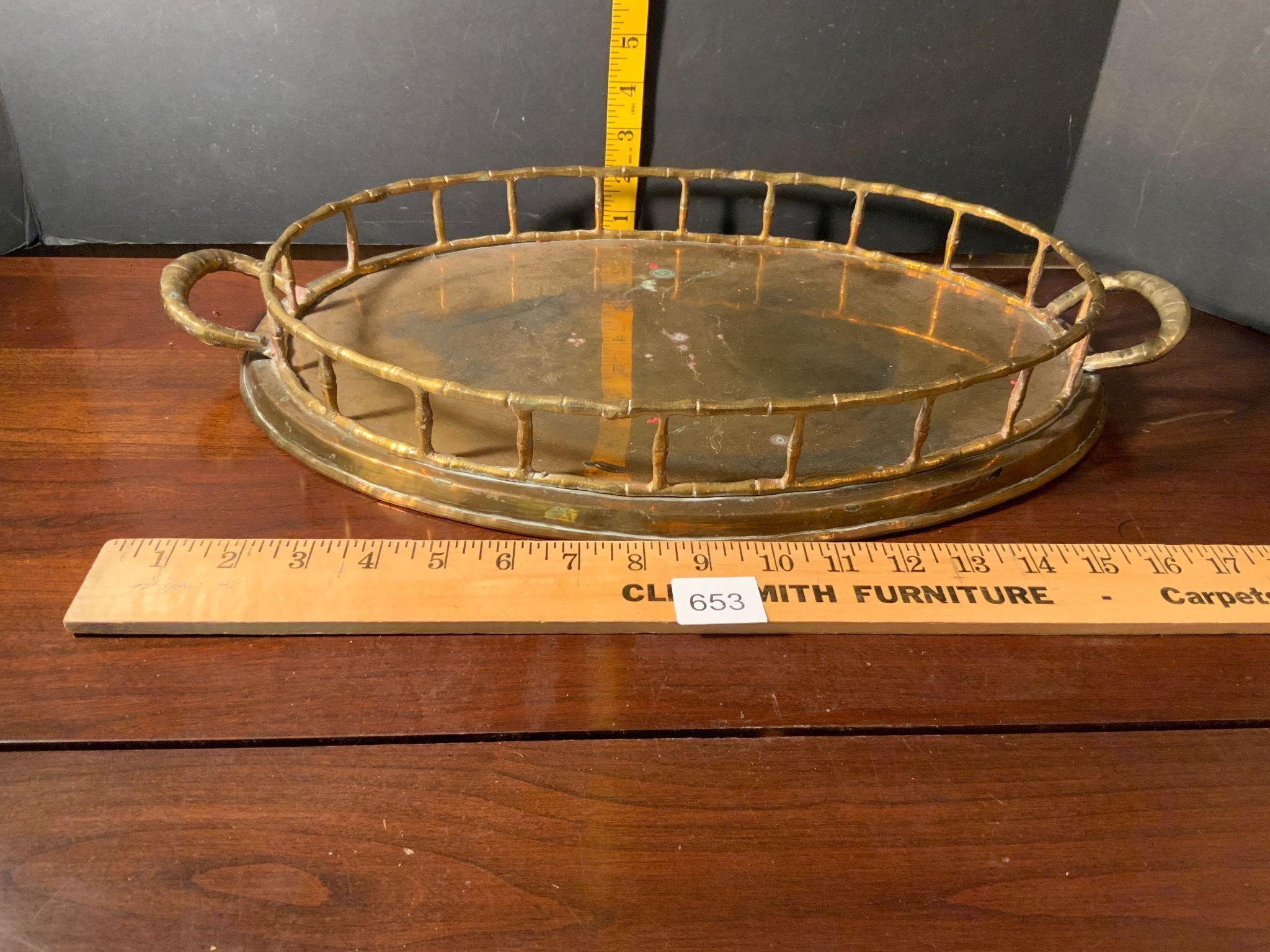 Large Brass Oval Serving Tray 19.5"