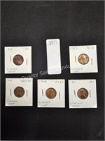 5- asst lincoln wheat pennies (display area)