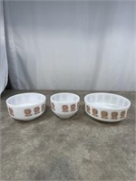 Federal Glass Co. Square Sunflower Mixing Bowls
