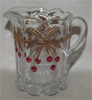 Vtg Mosser Cherry & Cable Glass 4" Tall Pitcher