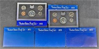 5 Sets US Proof Coins 1968-1972