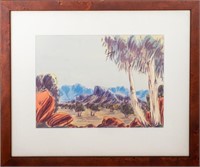Albert Namatjira II Landscape Watercolor on Paper