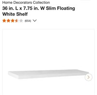 36 in. L x 7.75 in. W Slim Floating White Shelf