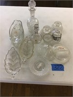 GLASS TRAYS,  DECANTUR,  CANDLE HOLDERS