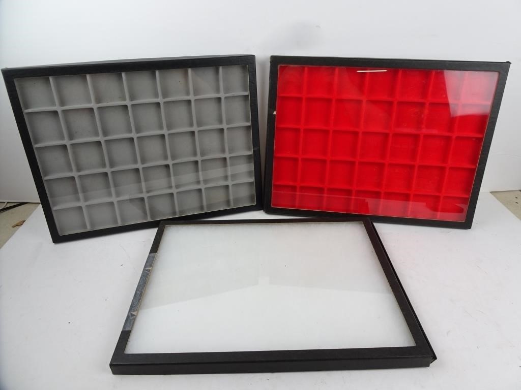 Lot of 3 Glass Window Table Display Cases