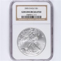 2005 Silver Eagle NGC GEM Unc