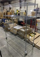 Mobile 4 Tier Metal Wire Shelving Unit,