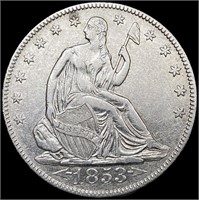 1853-O Arws & Rays Seated Liberty Half Dollar